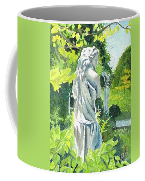 Statue Coffee Mug featuring the painting A Statue At The Wellers Carriage House -3 by Yoshiko Mishina