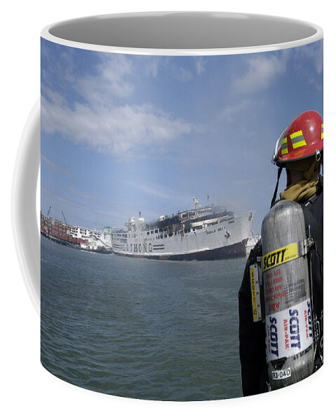 Adults Only Coffee Mug featuring the photograph A U.s. Navy Sailor Responds by Stocktrek Images