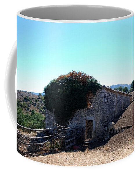 Barn Coffee Mug featuring the photograph Abandoned barn in south Italy by Dany Lison