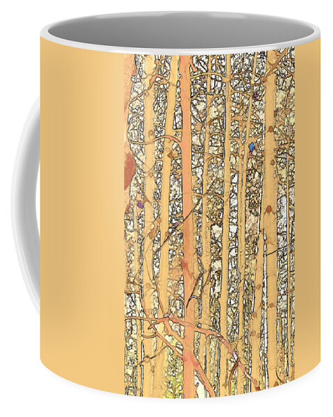 Landcape Coffee Mug featuring the digital art Abstract Aspens by Charles Muhle