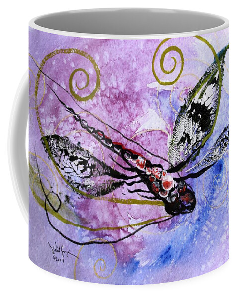 Dragonfly Coffee Mug featuring the painting Abstract Dragonfly 6 by J Vincent Scarpace