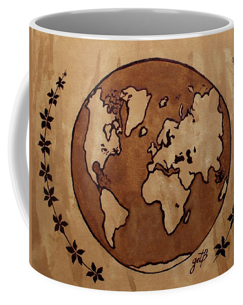 World Map Coffee Mug featuring the painting Abstract World Globe Map coffee painting by Georgeta Blanaru