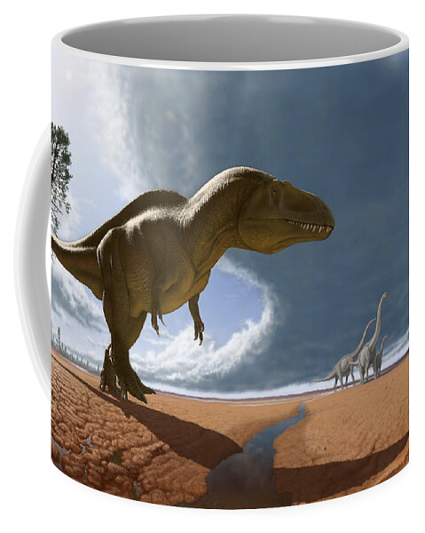 Paleoart Coffee Mug featuring the digital art Acrocanthosaurus by Julius Csotonyi
