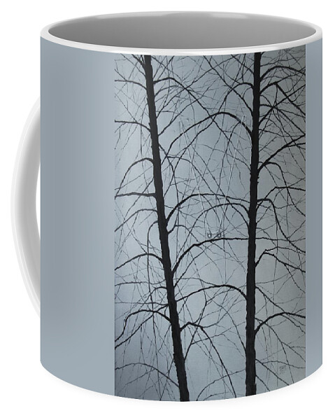 Winter Trees Coffee Mug featuring the painting Aging by Roger Calle