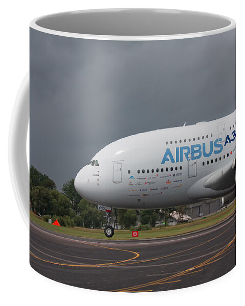 Airbus A380 Coffee Mug featuring the photograph Airbus A380 by Shirley Mitchell
