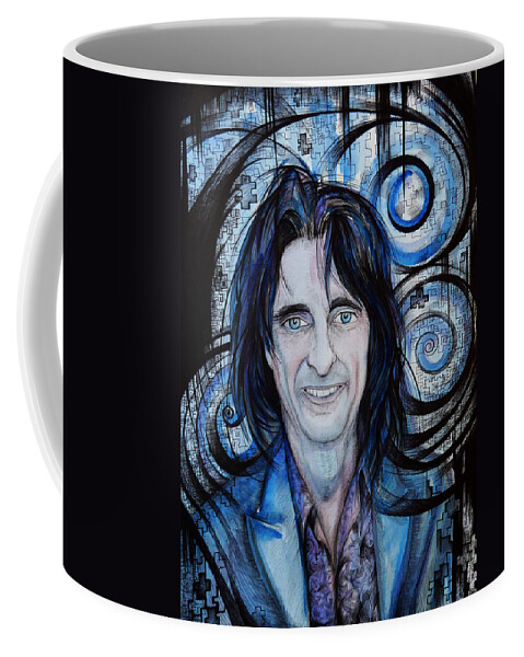 Portrait Coffee Mug featuring the drawing Alice Cooper. #1 by Anna Duyunova