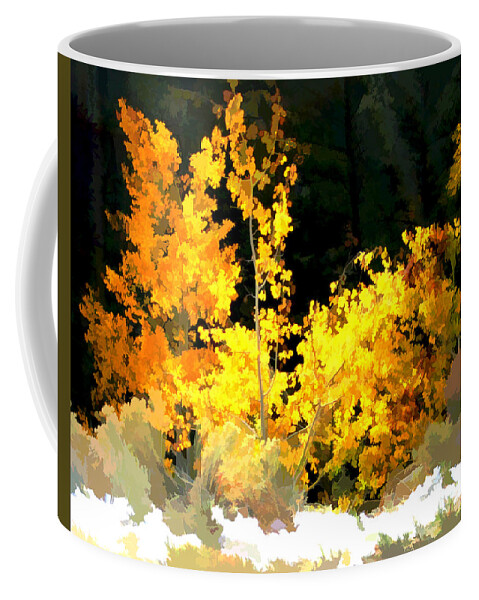 Watercolor Coffee Mug featuring the digital art Aspen Glow II by Gary Baird
