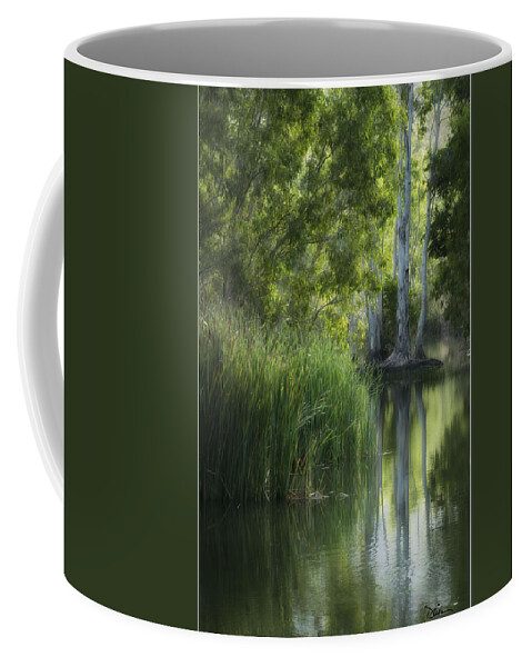 Green Coffee Mug featuring the photograph Australian Pond by Peggy Dietz