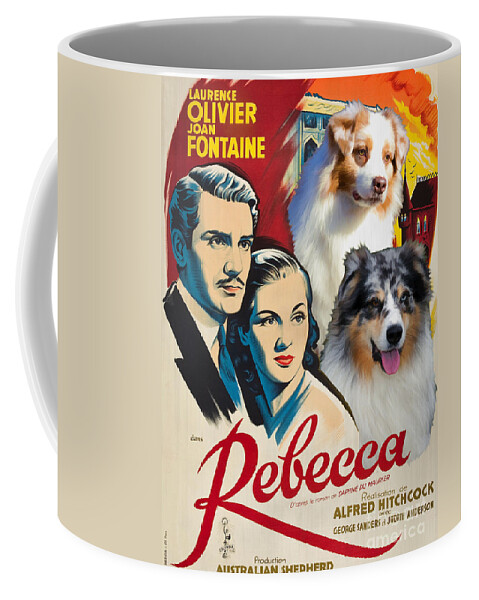 Dog Coffee Mug featuring the painting Australian Shepherd Art - Rebecca Movie Poster by Sandra Sij