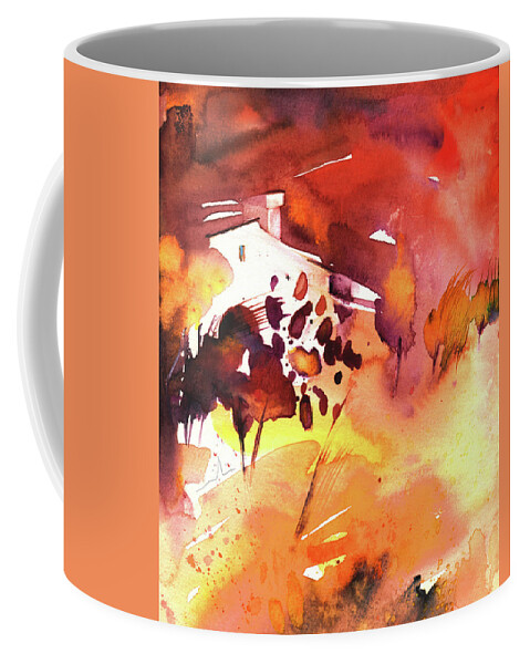Landscapes Coffee Mug featuring the painting Autumn on Planet Goodaboom by Miki De Goodaboom