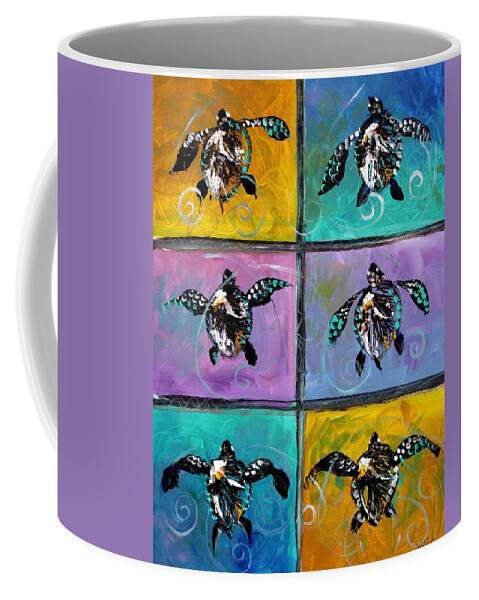 Sea Turtles Coffee Mug featuring the painting Baby Sea Turtles Six by J Vincent Scarpace