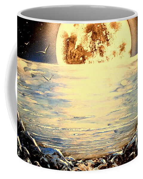 Moon Coffee Mug featuring the painting Bad Moon Rising by Greg Moores