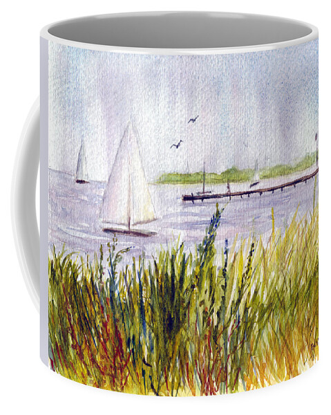 Barnegat Coffee Mug featuring the painting Barnegat Sails by Clara Sue Beym