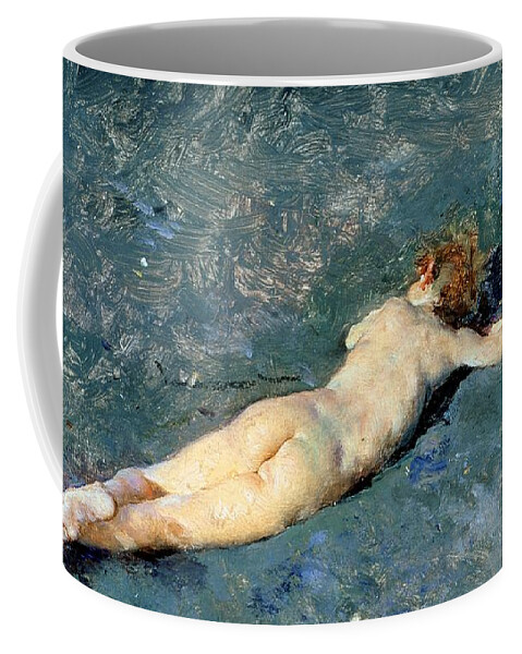 Nude Coffee Mug featuring the painting Beach at Portici by Mariano Fortuny y Marsal