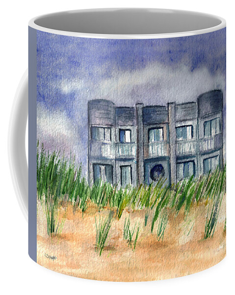 Beach House Coffee Mug featuring the painting Beach House by Clara Sue Beym