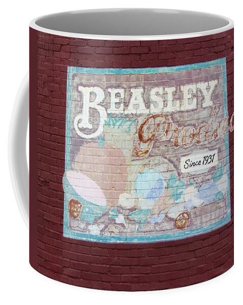 Vintage Sign Coffee Mug featuring the photograph Beasley Produce Since 1931 by Kathy Clark