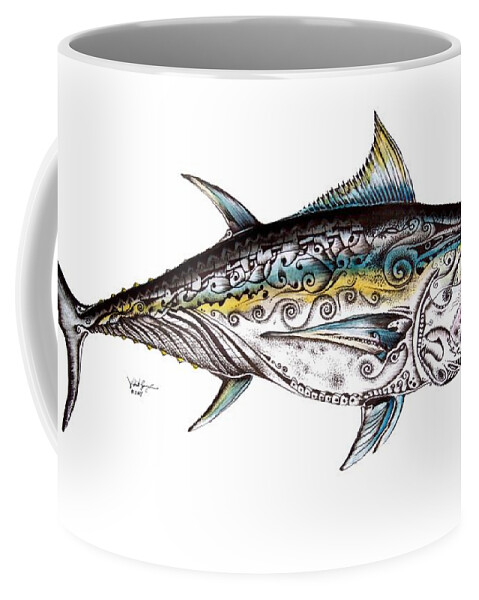 Blue Fin Coffee Mug featuring the painting Beautiful Blue Fin by J Vincent Scarpace