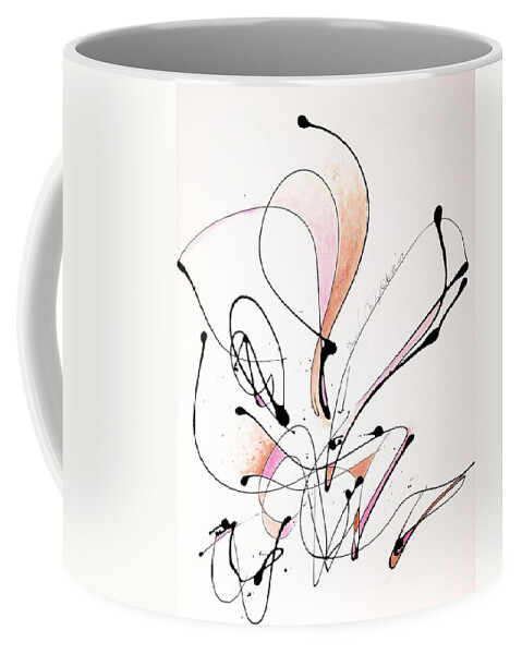 Drip Lines Musical Black White Symetrical Harmonious Feelings Coffee Mug featuring the painting Beautiful Lines -1 by David MINTZ