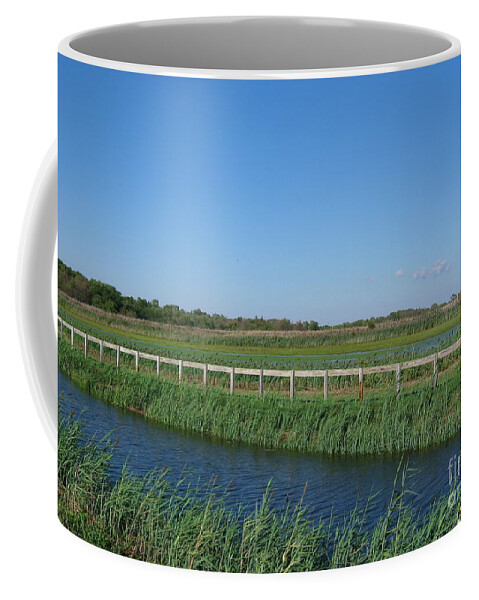 Marsh Coffee Mug featuring the photograph Bike Path in the Meadows by Nancy Patterson