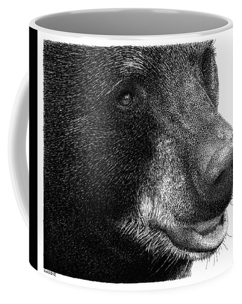 Black Bear Coffee Mug featuring the drawing Black Bear by Scott Woyak