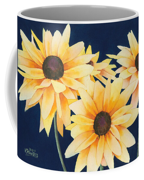 Black Coffee Mug featuring the painting Black Eyed Susans 2 by Ken Powers