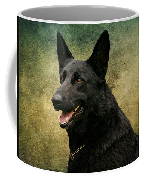 German Shepherd Coffee Mug featuring the photograph Black German Shepherd Dog III by Sandy Keeton