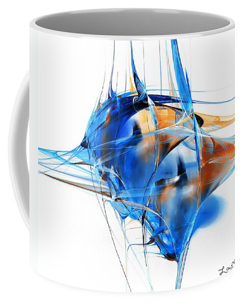 Abstract Coffee Mug featuring the digital art Blue Abstraction by David Lane