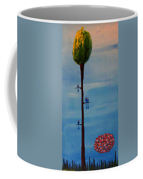 Birds Coffee Mug featuring the painting Blue Birds by Mindy Huntress