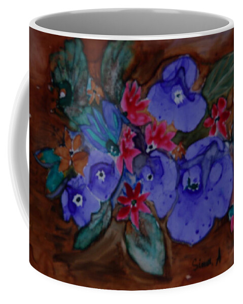 Flowers Coffee Mug featuring the painting Blue flowers by Sima Amid Wewetzer