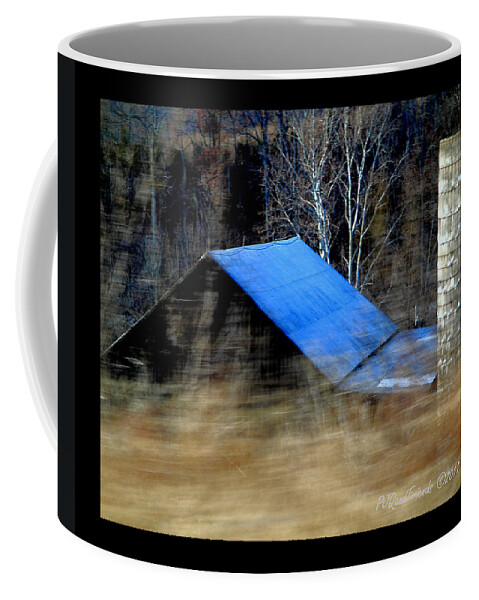 Barn Coffee Mug featuring the photograph 'Blue Roof Barn' by PJQandFriends Photography