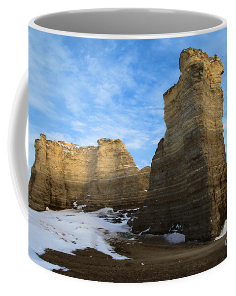 Monument Rocks Coffee Mug featuring the photograph Blue Skies At Monument Rocks by Adam Jewell