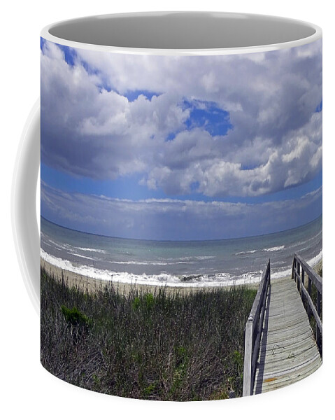 Beach Coffee Mug featuring the photograph Boardwalk To The Beach by Sandi OReilly
