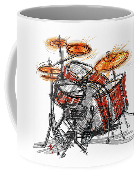Drum Coffee Mug featuring the mixed media Boom BaBa Boom by Russell Pierce
