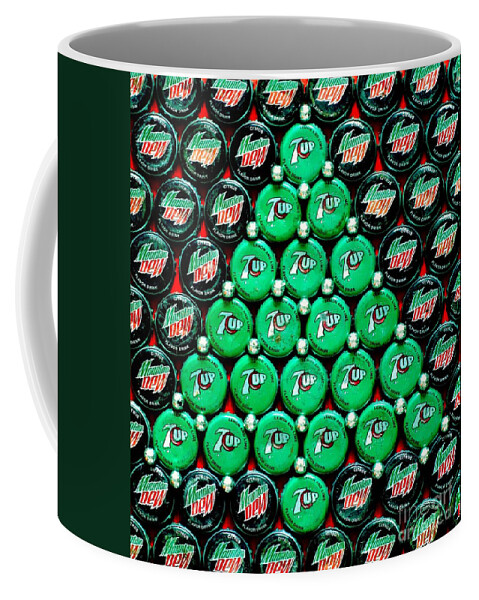 Christmas Coffee Mug featuring the mixed media Bottle Caps Christmas Tree by Christopher Shellhammer