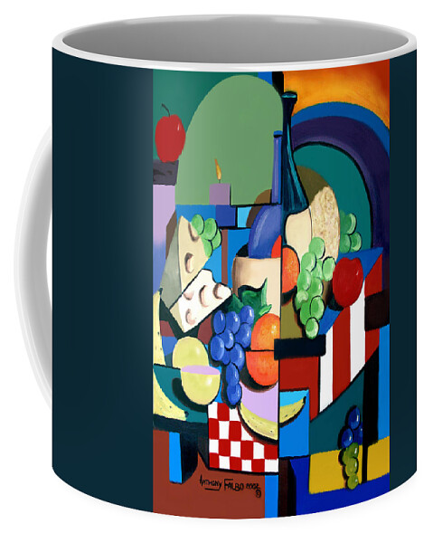 Bottle Of Wine Fruit Of The Vine Framed Prints Coffee Mug featuring the painting Bottle Of Wine Fruit Of The Vine by Anthony Falbo