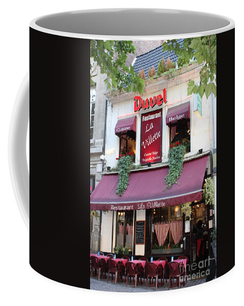 European Cafes Coffee Mug featuring the photograph Brussels - Restaurant La Villette with Trees by Carol Groenen