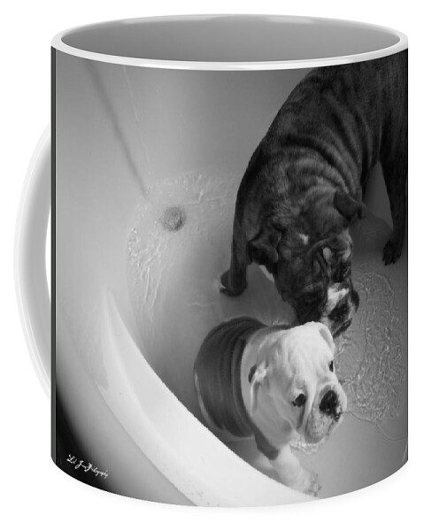 Bulldog Coffee Mug featuring the photograph Bulldog Bath Time by Jeanette C Landstrom