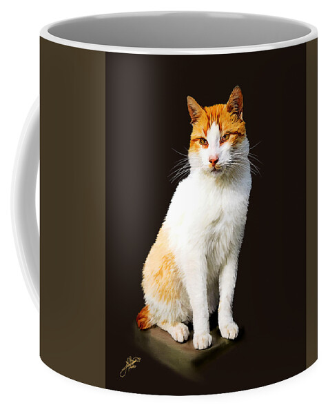 Cat Portraits Coffee Mug featuring the painting Calico by Tom Schmidt