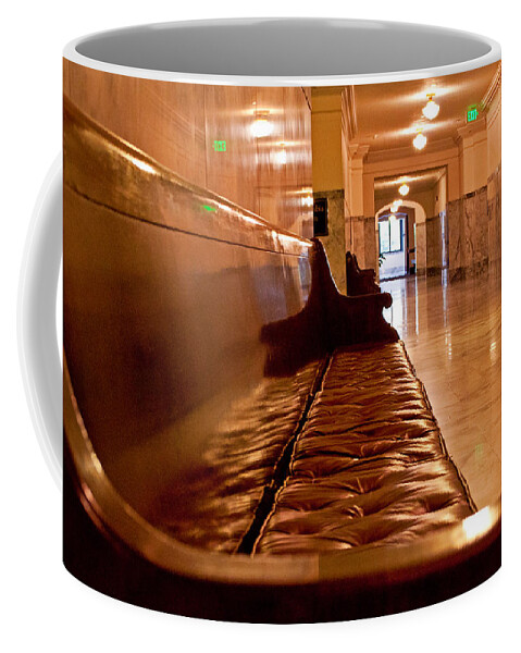 Bench Coffee Mug featuring the photograph Capital Halls by Tikvah's Hope