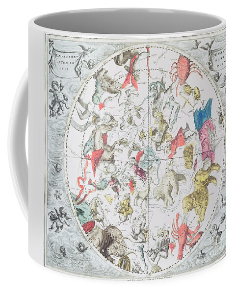 Celestial Planisphere Showing The Signs Of The Zodiac Coffee Mug featuring the drawing Celestial Planisphere Showing the Signs of the Zodiac by Andreas Cellarius