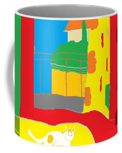 Pets Coffee Mug featuring the painting Charity by the Window by Anita Dale Livaditis