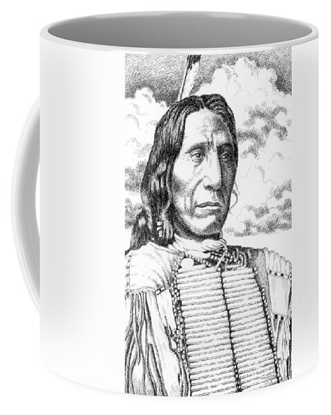 Jim Bridger Coffee Mug featuring the drawing Chief-Red-Cloud by Gordon Punt