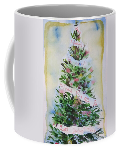 Tree Coffee Mug featuring the painting Christmas tree by Tilly Strauss