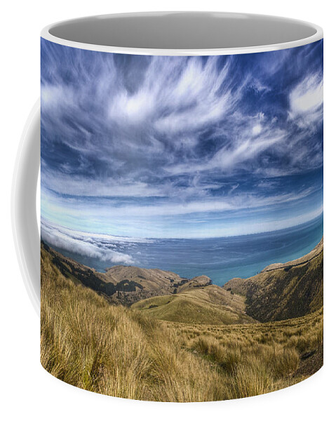 00443167 Coffee Mug featuring the photograph Cirrus Clouds And Kaitorete Spit by Colin Monteath
