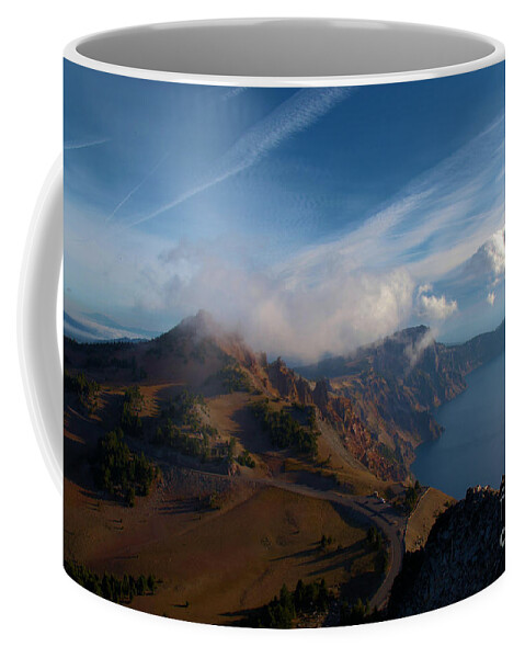 Crater Lake National Park Coffee Mug featuring the photograph Clouds On The Horizon by Adam Jewell