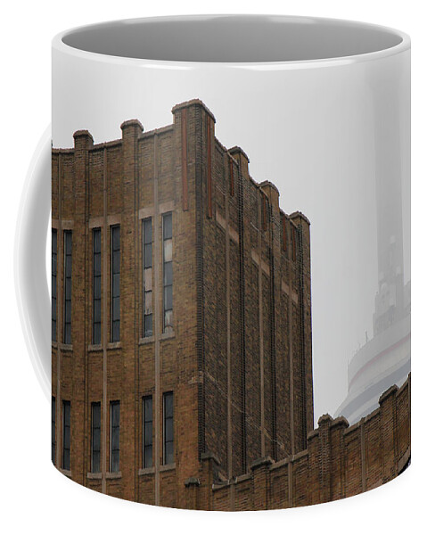 Toronto Coffee Mug featuring the photograph CN Tower in Fog by Andrew Fare