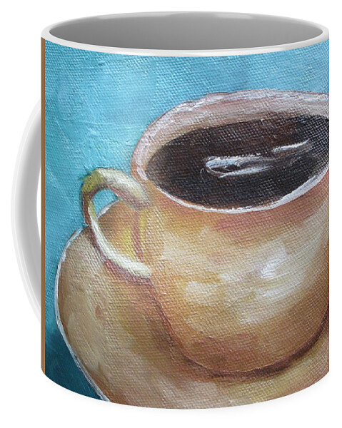 Coffee Coffee Mug featuring the painting Coffee in brown cup by Patricia Cleasby