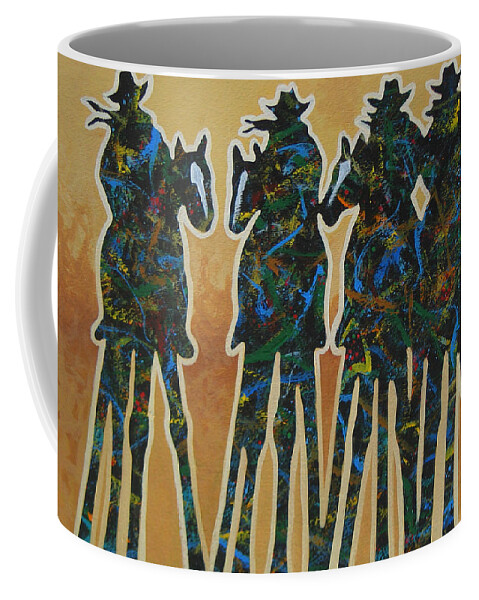 Contemporary Coffee Mug featuring the painting Colors Of Four by Lance Headlee