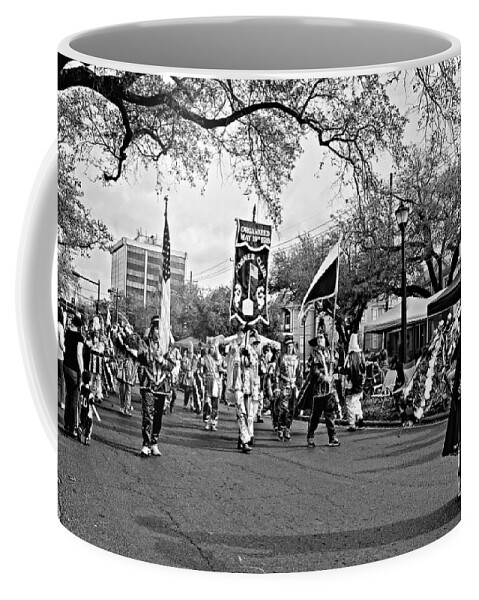 Mardi Gras Coffee Mug featuring the photograph Corner Club 4 Black and White-Mardi Gras by Kathleen K Parker
