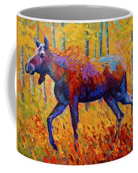 Autumn Coffee Mug featuring the painting Cow Moose by Marion Rose
